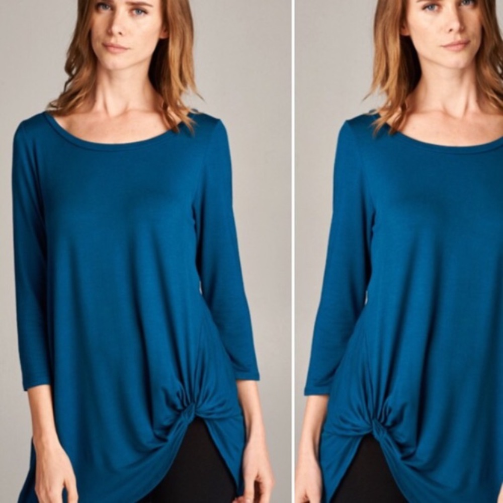 Twist knot tunic top Blueish/Green Size S —#062 - Picture 2 of 3